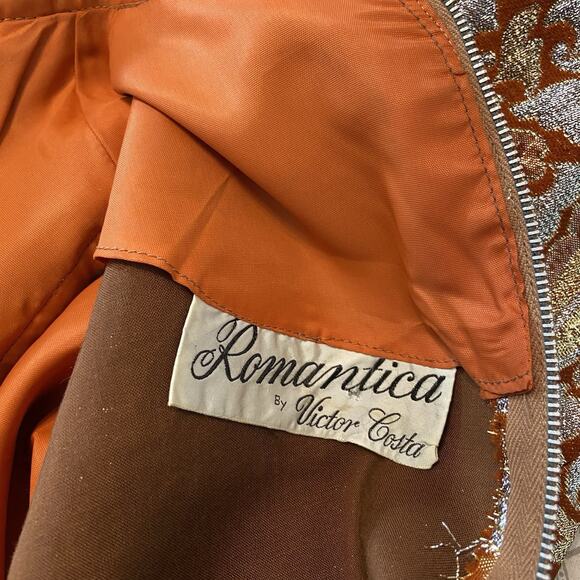 Vintage 60s Romantica Victor Costa Metallic Brocade Paisley Mini Shift Dress - Picture 6 of 11